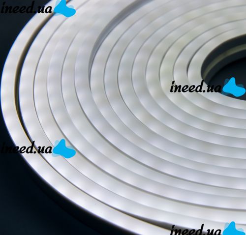 Светодиодная силиконовая лента Led Neon 0719 Белая 5 м неоновая гибкая подсветка в силиконе с блоком питания от сети 3000К IP65 12V-220V White