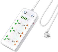 Сетевой фильтр Power Socket AR-CP05 2500W на 6 розеток 4 USB 1 Type-C 2 м удлинитель переноска с выключателем для подключения приборов к сети Белый