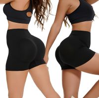 Женские бесшовные шорты Lifting Yoga Shorts XZY8855 утягивающие спортивные велосипедки с высокой талией и эффектом пуш ап для фитнеса Черные S-XXL