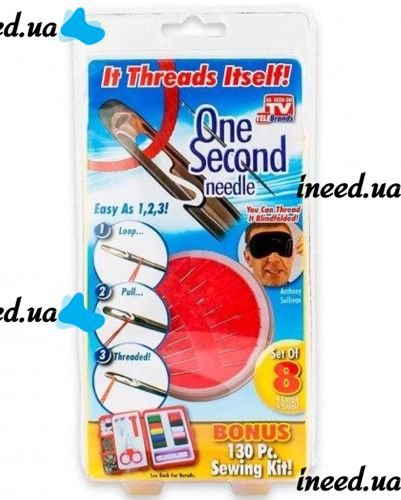 Дорожный швейный набор One Second Needle чудо-иголки для шитья Insta Sewing Kit Tasy To Thread, ножницы, иголки с боковым отверстием Ван Секонд Нидл