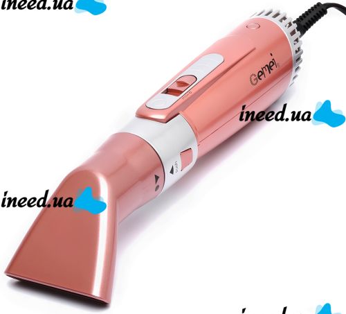 Мультистайлер для укладки Gemei GM-4831 7 в 1 фен щетка с насадками 2200W плойка щипцы Gemmy для сушки, завивки, выпрямления и объема волос Розовая