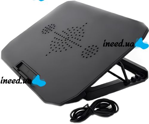 Складная подставка для ноутбука с охлаждением Shaoyundian Notebook Cooler раскладной регулируемый столик охладитель с вентилятором USB Черный