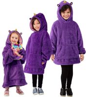 Подушка худи для детей Huggle Pets Hoodie 2 в 1 плед-кофта до 140 см, игрушка трансформер с капюшоном, детская толстовка, игрушка-худи с рукавами 