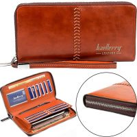 Мужской кошелек клатч Baellerry Leather Model 1 W009 Orange с отделением для телефона, Мужское портмоне на 21 отделений для купюр Оранжевый