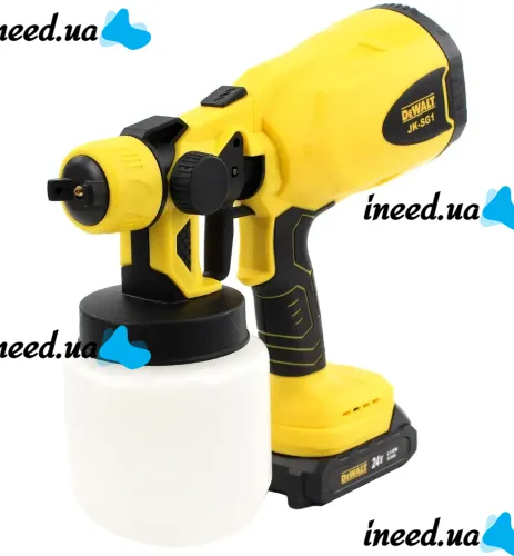 Аккумуляторный краскораспылитель краски DeWalt JK-SG1 с регулировкой ширины покраски Беспроводной краскопульт пульверизатор Деволт с 2 аккумуляторами