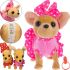 Children's Soft Toy Companion Dog on a Leash My Lovely Pets TV090A in a Dress Plush Chihuahua Dog Barks Walks and wags its tail on batteries