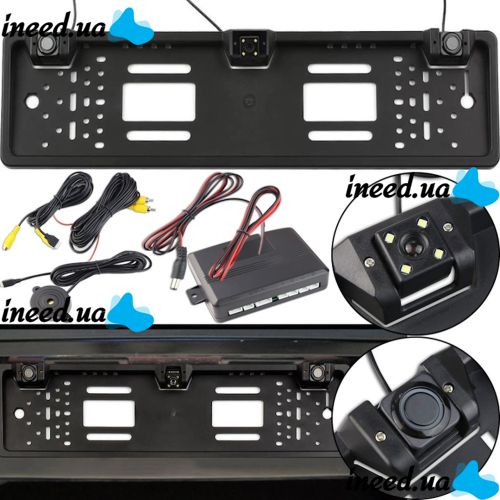 Автомобильная камера заднего вида в рамке номерного знака Car Cam Parking sensor 5429 с парктроником, Держатель рамка для номера с камерой, Авторамка