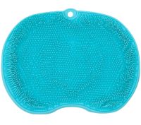 Silicone Shower Foot Scrubber Mat LY-379 Suction cup back and foot massage mat, Wall mounted non-slip shower brush Turquoise