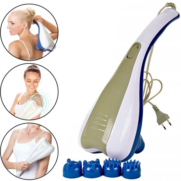 Электрический ручной массажер для всего тела Head Massage SH-222, Антицеллюлитный вибромассажер для спин, ног и рук с 2 насадками