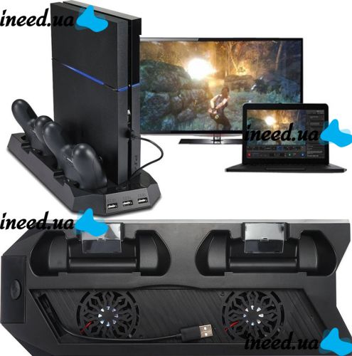 Подставка для игровой приставки PS4 Slim, Pro Skytech 5 в 1 Зарядная док-станция для джойстиков Playstation 4 стенд с охлаждением и usb-хаб