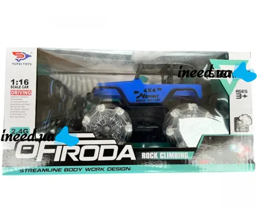 Детская машинка джип Yuqi Off Road с пультом управления с фигурными колесами, Аккумуляторный внедорожник 1:16 на радиоуправлении для детей Синий
