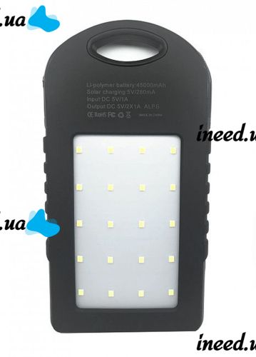 Портативное зарядное устройство Power Bank Solar Charger 50000 mAh c Led фонариком и карабином на солнечной батарее, внешний аккумулятор 2, павербанк