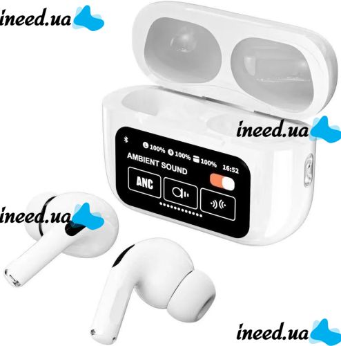 Беспроводные вакуумные наушники TWS AirPods A9 PRO 2 Bluetooth в кейсе с сенсорным дисплеем, Наушники-гарнитура вкладыши блютуз с шумоподавлением