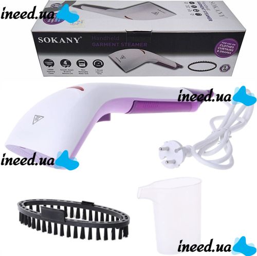 Ручной вертикальный отпариватель Sokany Hand Steamer YG-868 для одежды и штор с насадкой щеткой, Паровой утюг 1200W для дома, Пароочиститель от сети