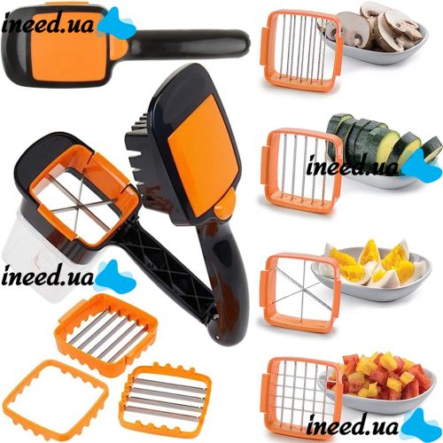    Овощерезка с контейнером 5 в 1 Nicer Dicer Quick ручной измельчитель слайсер для овощей и фруктов, кухонный набор с насадками для нарезки продуктов