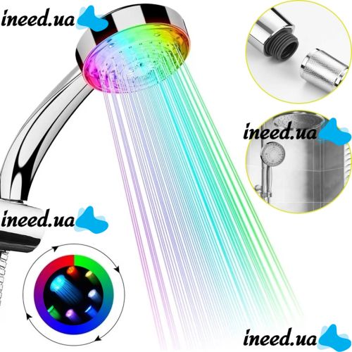 Світлодіодна насадка для душу LED Shower Bradex душова лійка з підсвічуванням для води 4 колірні режими датчик температури душова гарнітура, що світиться