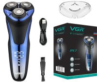 Rechargeable Men's Electric Shaver VGR V-306, Wireless Waterproof Rotary Electric Shaver for Wet and Dry Shaving