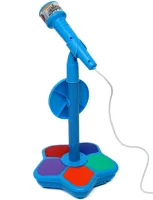 Детский микрофон Kid Star Microphone 5350A на регулируемой стойке с подсветкой, караоке со звуковыми эффектами и МР3 для детей от 3-х лет Голубое