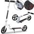 Двухколёсный складной самокат Scooter 888 BT-3 белый с подножкой и регулировкой высоты для подростков 110 кг, Городской прямой самокат колеса 200мм