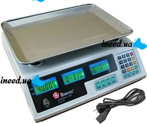 Торговые электронные весы Domotec MS-228 до 50 кг 6V точность деления 5гр, Настольные весы Домотек для торговли от сети от аккумулятора