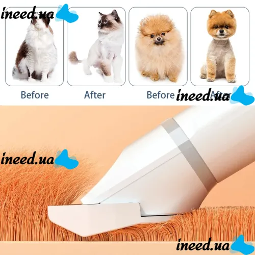 Беспроводная машинка для стрижки домашних животных 4 в 1 Pet Hair Cutter AND391 аккумуляторная для груминга собак и кошек с 4 съемными головками