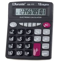 Электронный настольный калькулятор Karuida KK-111 12 разрядный для офиса, Бухгалтерский калькулятор Keenly KK-8800-12 с дробями от батарейки Черный