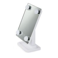 Настольное косметическое зеркало Cosmetie mirror 360 Rotation Angel с LED подсветкой для макияжа, Компактное прямоугольное сенсорное зеркало Белое