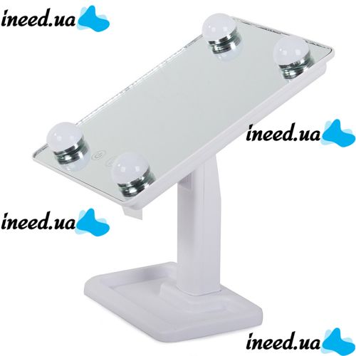 Настольное косметическое зеркало Cosmetie mirror 360 Rotation Angel с LED подсветкой для макияжа, Компактное прямоугольное сенсорное зеркало Белое
