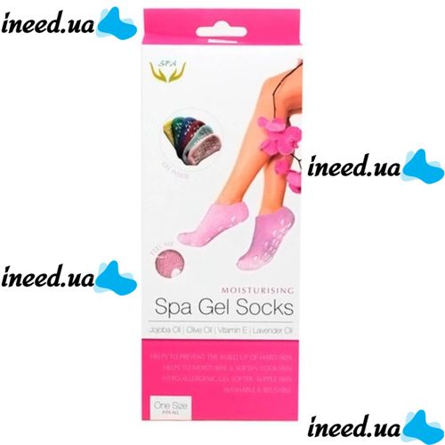 Зволожуючі гелеві шкарпетки для педикюру SPA Gel Socks рожеві, косметичні шкарпетки для СПА процедур з антиковзаючим покриттям і зволожуючим гелем