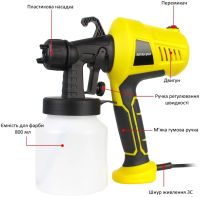 Электрический краскораспылитель краски Electric Paint Sprayer 500W ручной прибор пульверизатор, распылитель 800 мл краскопульт 3 степени распыления