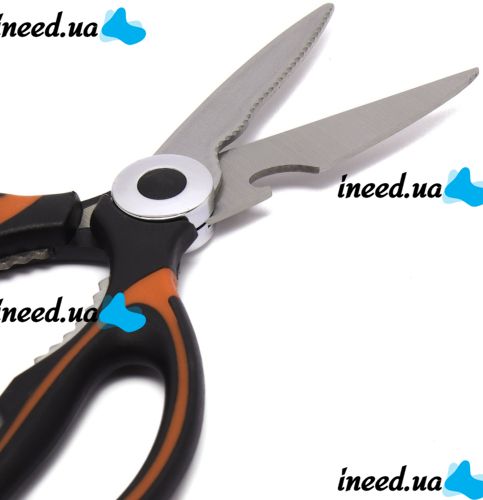 Универсальные кухонные ножницы Onnaaruji Kitchen Scissors KJ01 для нарезки мяса, рыбы и овощей, орехокол из нержавеющей стали с открывалкой в чехле