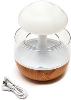 Rechargeable Humidifier Night Light Mushroom Cloud Rain Humidifier 300 ml Desktop Aroma Diffuser with Rain Effect and RGB LED Backlight USB