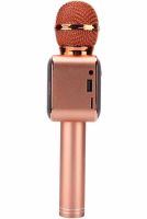Беспроводной микрофон караоке Wster WS-1818 Bluetooth USB AUX FM со встроенной колонкой и функцией изменения голоса на аккумуляторе в чехле Розовый