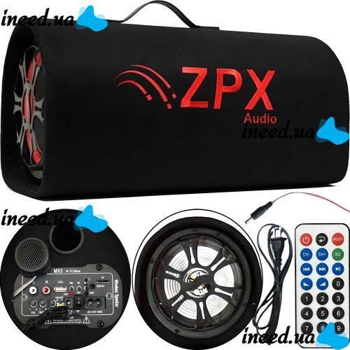 Автомобільний Активний Bluetooth сабвуфер бочка ZPX ZX-12SUB 1200W 12 " дюймів з вбудованим підсилювачем і пультом, Автомобільна колонка саб в машину