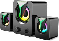 Музыкальные компьютерные колонки Hotmai Speaker FT-25-2.1 с RGB подсветкой для ПК, Акустическая система с сабвуфером и сателлитами 9W USB 3.5мм FT-25