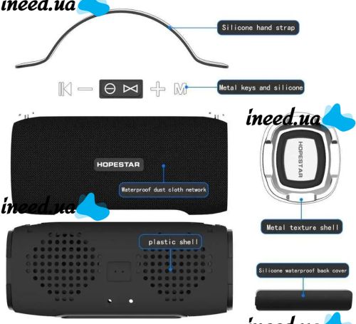 Портативная Bluetooth беспроводная стерео колонка Hopestar H24, Влагозащищенная акустика с FM радио и MicroSD H-24