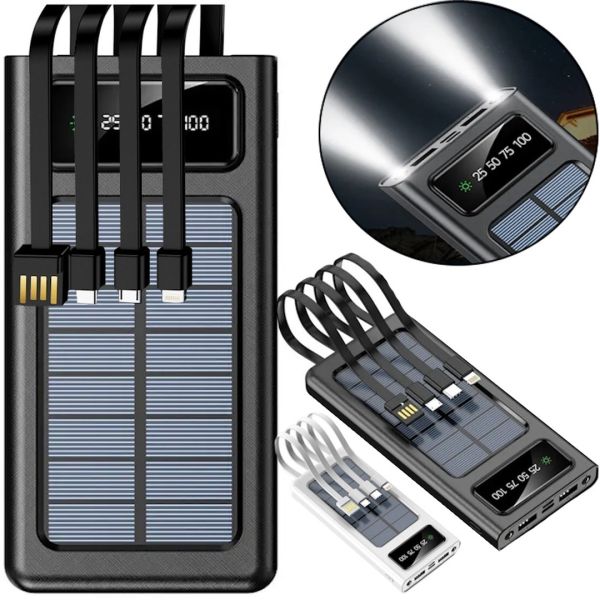 Charger Power bank YM-485 Solar 10000 mAh with a set of cables 4in1 External solar battery Type-C microUSB Lightning