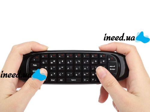 Беспроводная аэромышь C120 RuS с клавиатурой Air mouse с гироскопом, Универсальный USB пульт русская раскладка мини клавиатура на батарейках Черная