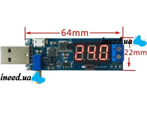 Универсальный понижающий повышающий преобразователь USB WX-6423 DC-DC 3.5-12V 1.2-24V Модуль преобразования напряжения 3.5-12В 1.2-24В с вольтметром