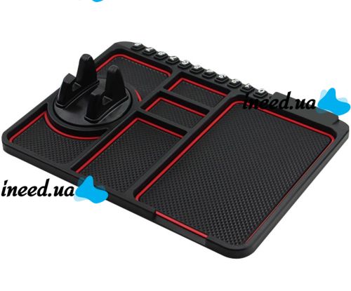 Anti-slip Car Mat Organizer Scratch mat HA-20 4in1 for Car Dashboard, Holder Stand for Phone and Cards Red