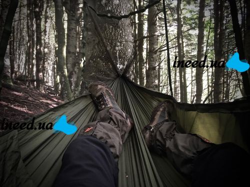 Подвесной туристический нейлоновый гамак Hammock With Net Army до 200 кг с москитной сеткой для кемпинга походный гамак 263х135 Хаки Олива, Оливковый