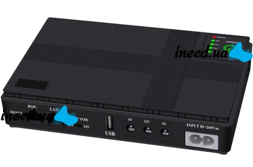 Источник бесперебойного питания ИБП UPS DC1018P для WI-Fi роутера 5V 9V 12V Power Bank 10400 mAh, бесперебойник 18W для модема коммутаторов и камер