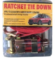 Страховочный стяжной ремень трос Ratchet Tie Down 1.5м AND-5 храповым механизмом для крепления груза до 2 тонн, Транспортная лента для стяжки грузов