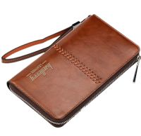 Мужской кошелек клатч Baellerry Leather Model 1 W009 Orange с отделением для телефона, Мужское портмоне на 21 отделений для купюр Оранжевый