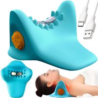 Массажная импульсная подушка подголовник Spin Pillow LY-471 вибрационный миостимулятор U-образной формы для расслабления мышц шеи и плеч Голубой