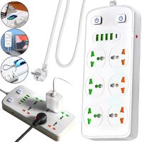 Сетевой фильтр Power Socket AR-CP05 2500W на 6 розеток 4 USB 1 Type-C 2 м удлинитель переноска с выключателем для подключения приборов к сети Белый