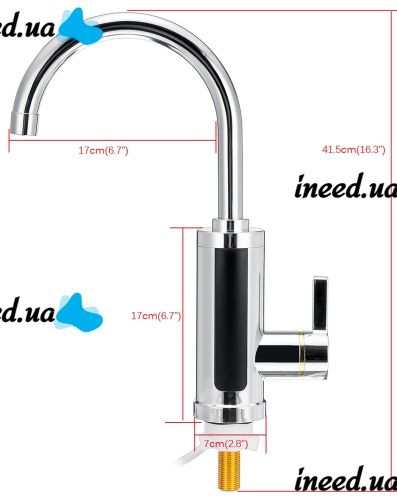 Проточный водонагреватель Delimano RX-011-1 бойлер с экраном, хромированный электрический нагреватель на кран с LCD дисплеем и нижним подключением