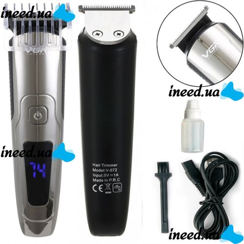 Беспроводная машинка для стрижки USB VGR V-072 с регулировочной насадкой VGR V-072, Водонепроницаемый аккумуляторный триммер бритва с LED дисплеем 5W