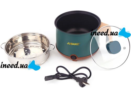 Электрическая рисоварка Rice Cooker JU-551 1.8 л 600 W кастрюля пароварка для жарки и варки с антипригарным покрытием и таймером Зеленая Jubake