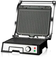 Электрический контактный гриль Bitek BT-2687 3000W прижимной двухсторонний электрогриль для мяса с антипригарным покрытием и таймером от сети 220V